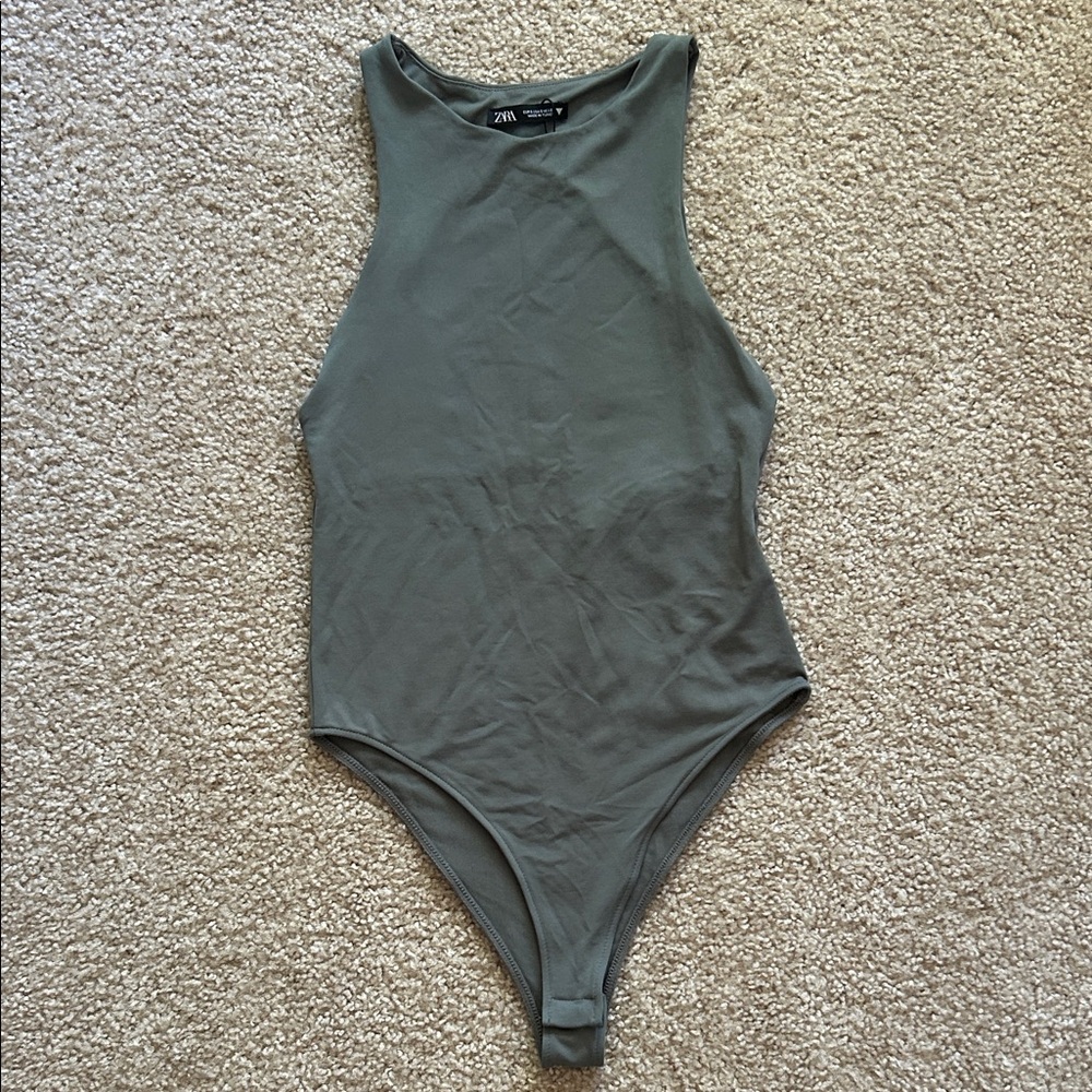 Zara Military Green High Neck Bodysuit